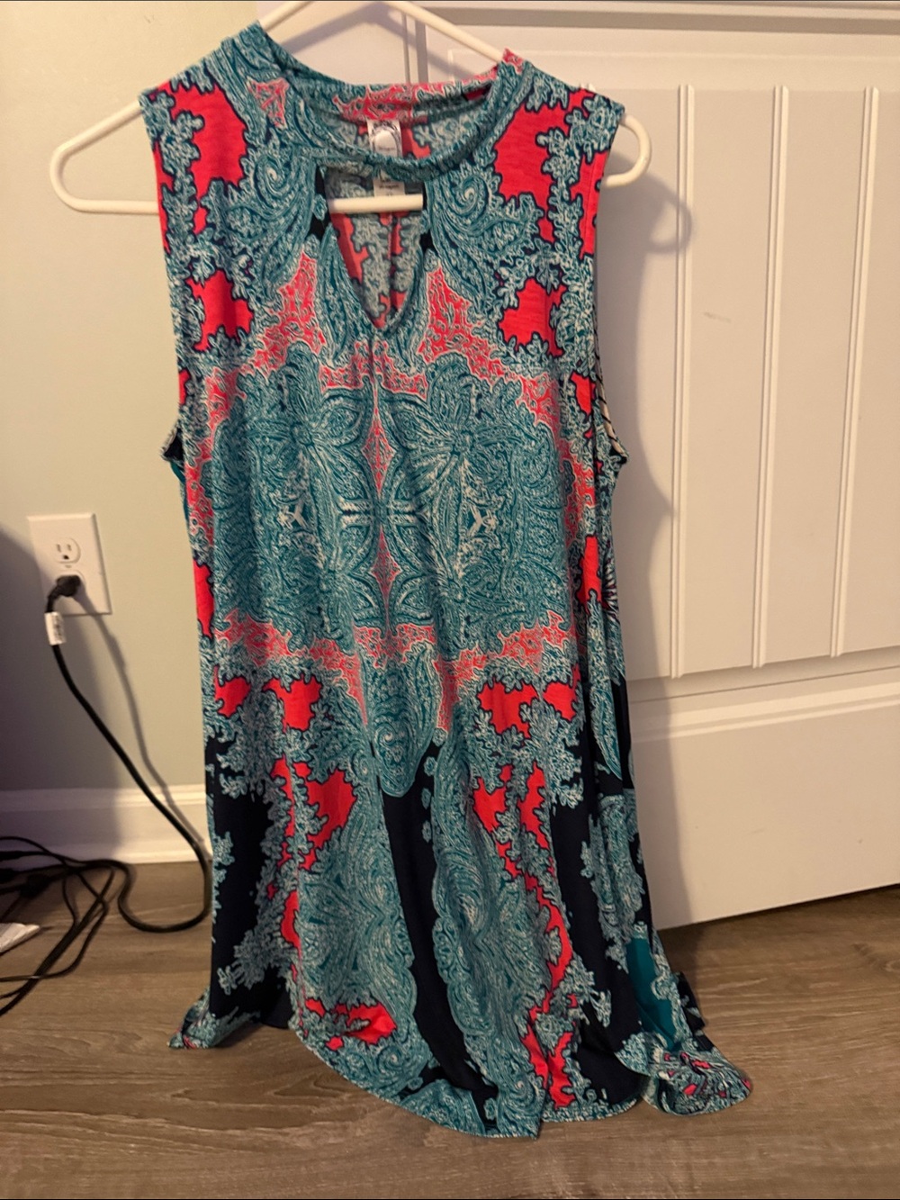 Honeyme Sleeveless Paisley dress Teal & pink